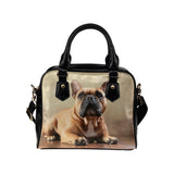Fawn French Bulldog Shoulder Handbag (Model 1634)