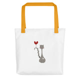Cat with Heart Balloon Tote bag
