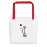 Cat with Heart Balloon Tote bag