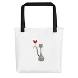 Cat with Heart Balloon Tote bag