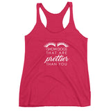 I show dogs that are prettier than you Women's Racerback Tank
